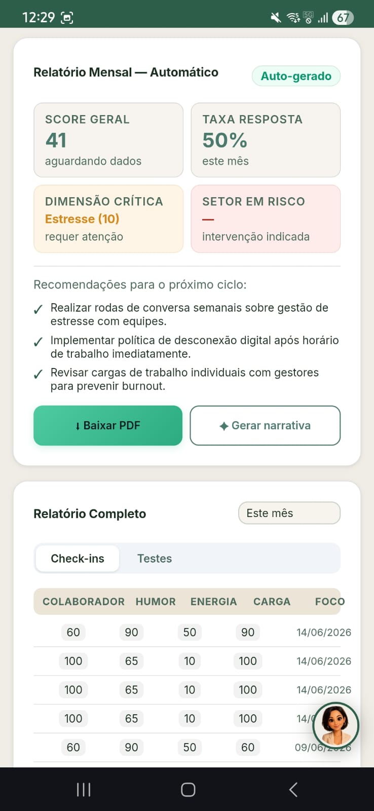 Tela do app Ranne Care