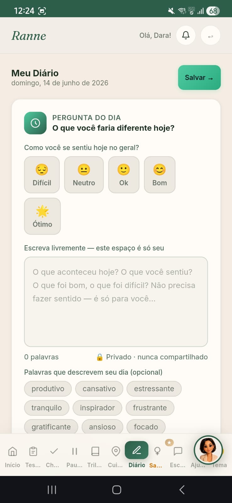 Tela do app Ranne Care