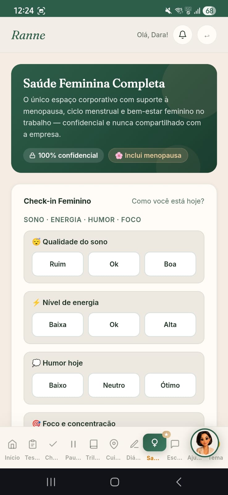 Tela do app Ranne Care